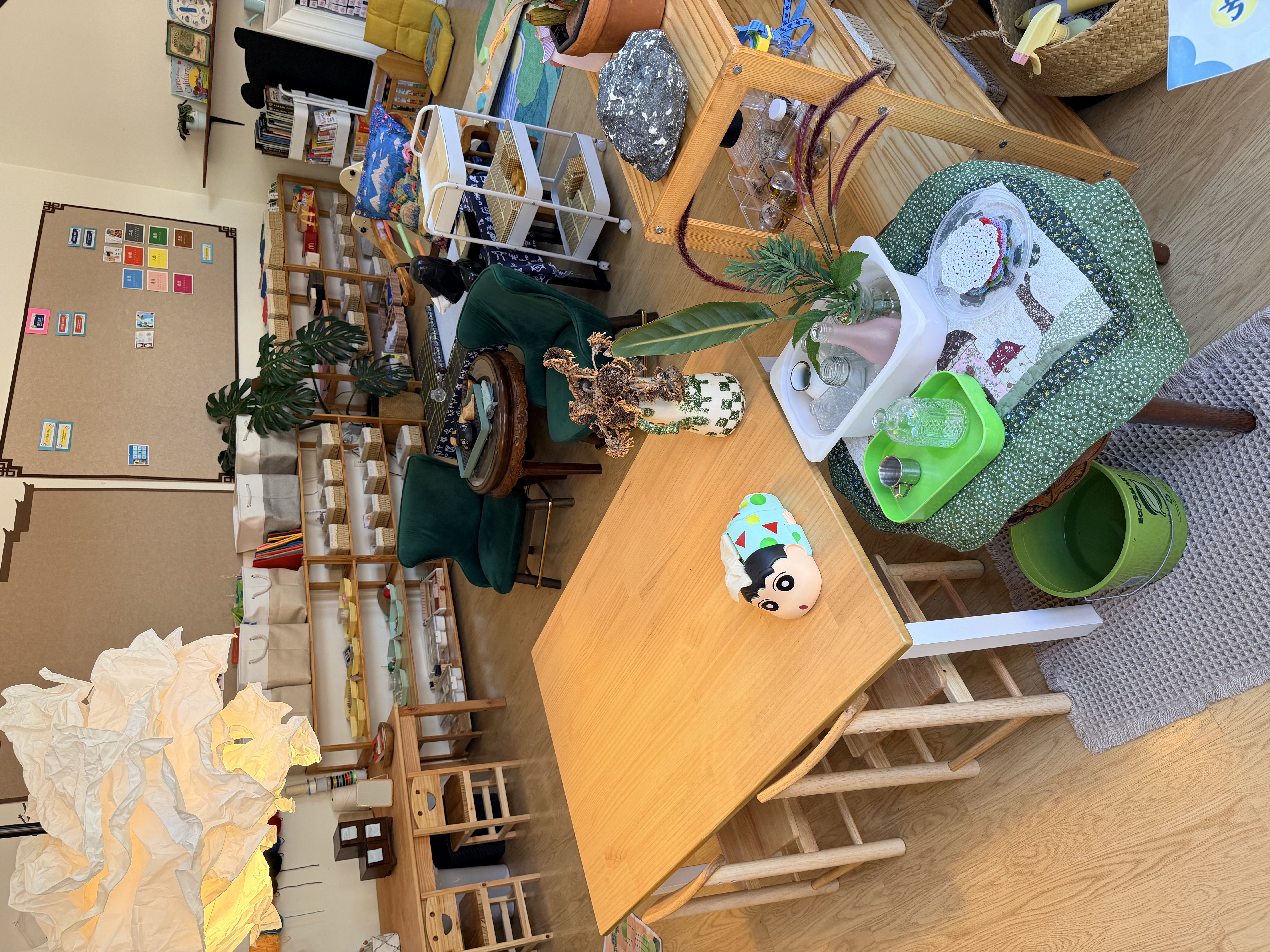 Parent and child exploring Montessori materials together