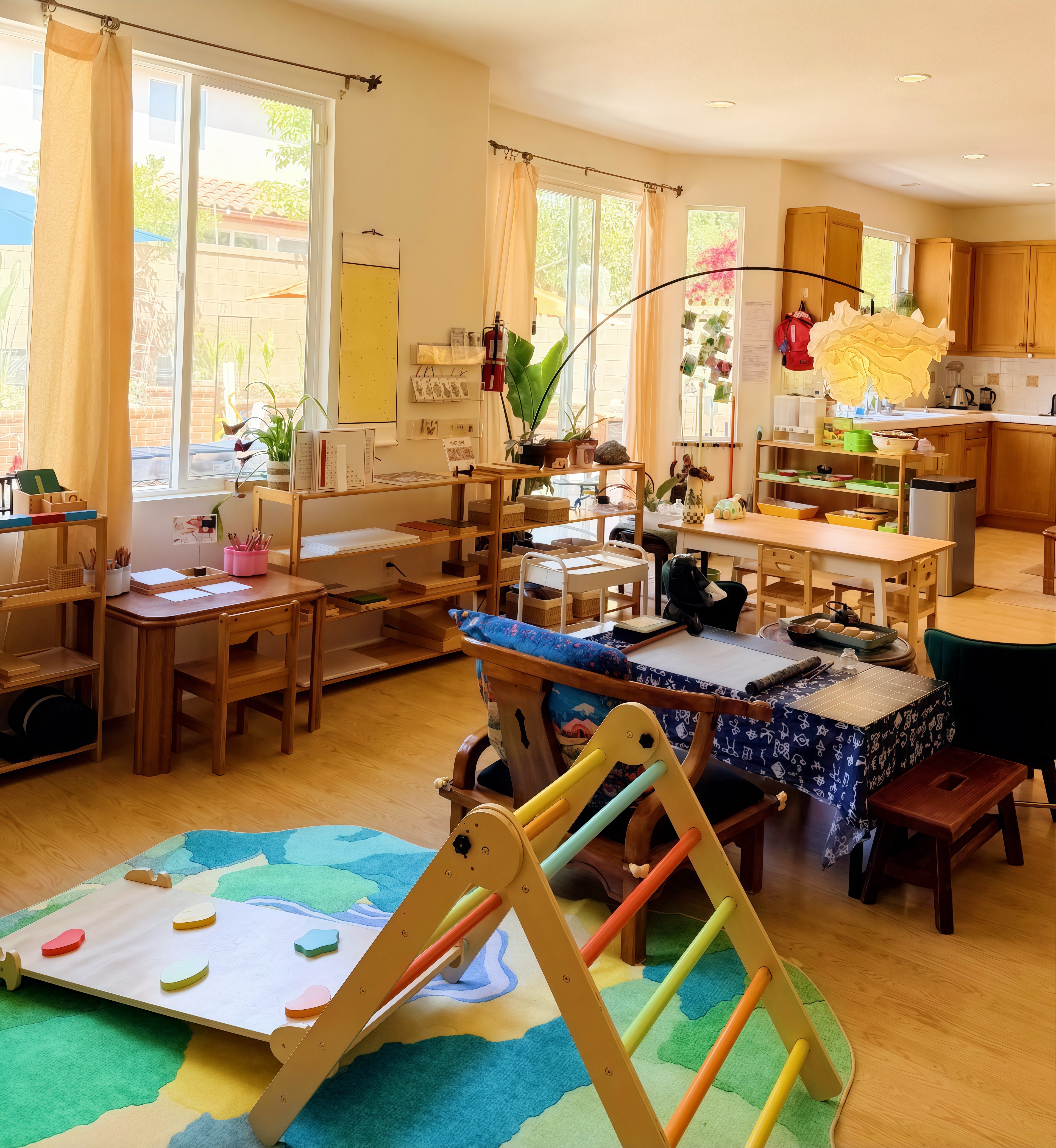 Children exploring a prepared Montessori classroom