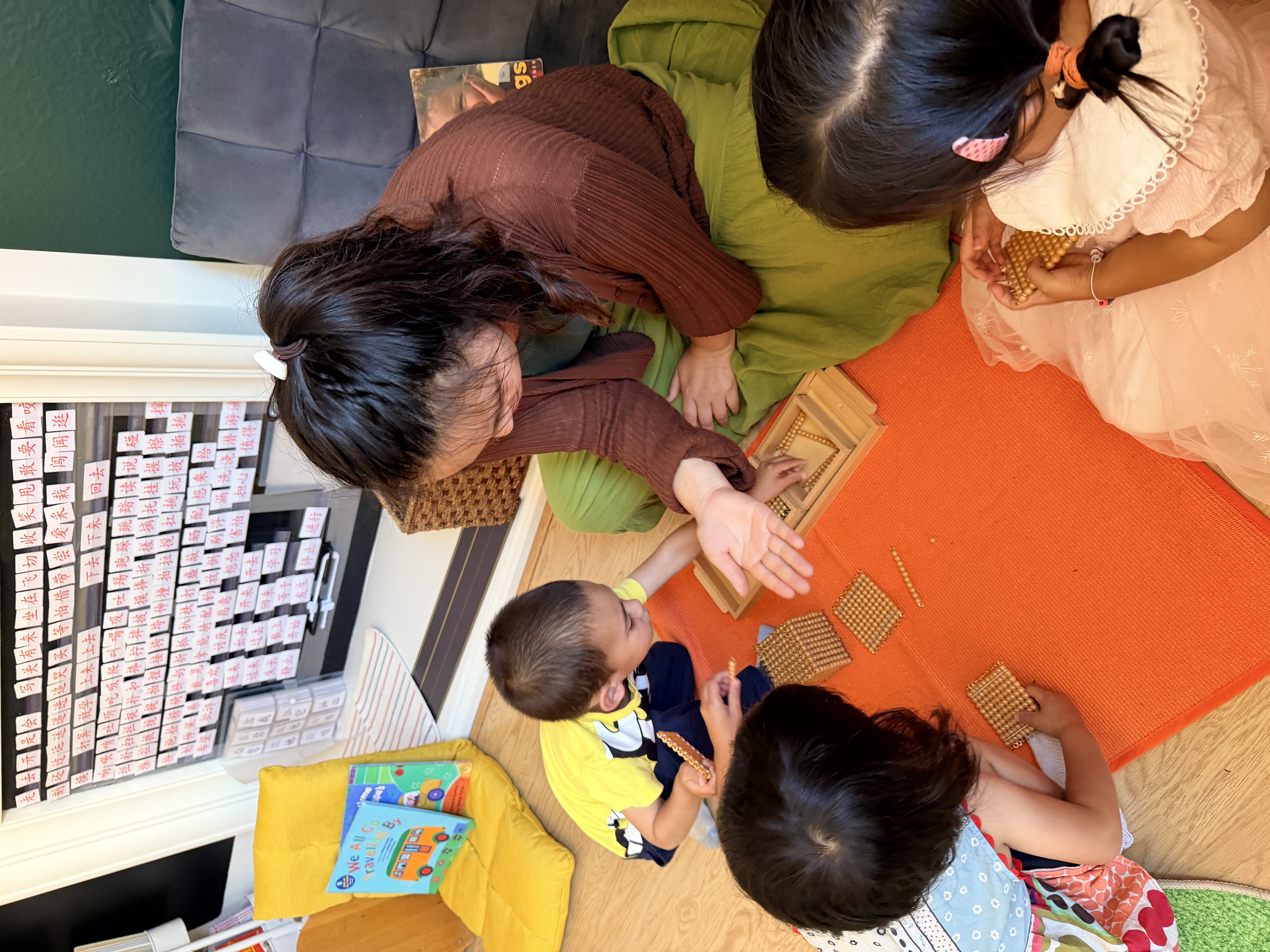 Warm Montessori classroom moment